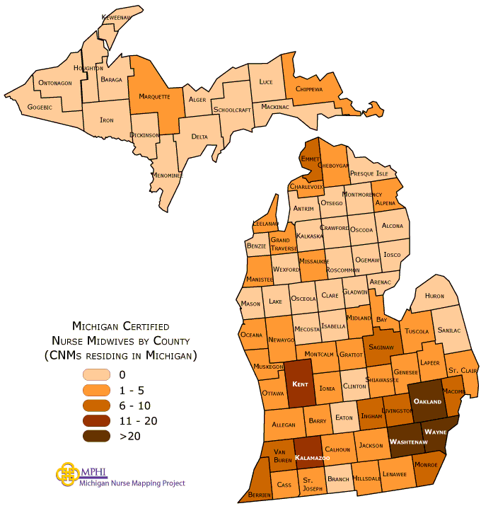 MI CNMs by county map